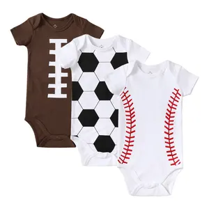 New Born Baby Clothes Cotton Football Basketball Sports Romper Custom Print Baby Sport Romper