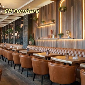 Mobili ristorante commerciale vera pelle cabina di seduta in marmo bianco <span class=keywords><strong>e</strong></span> nero <span class=keywords><strong>tavolo</strong></span> <span class=keywords><strong>e</strong></span> sedia Set di mobili per ristoranti - Product Image 1