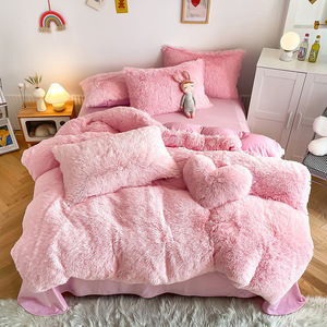 Hot Bán Thiết Kế <span class=keywords><strong>Comforter</strong></span> Bộ Sang Trọng 4 Miếng Dày Bảo Vệ Ấm Mùa Đông San Hô Nhung Tấm Ga Giường Khăn Choàng Bộ Đồ Giường Rắn - Product Image 2