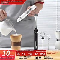 Mousseur à lait électrique puissant de qualité alimentaire, en acier inoxydable 304, rechargeable, portable, mélangeur à main, batteur à œufs, crémier
