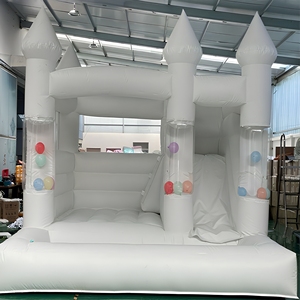 Château Gonflable Écologique Blanc pour Mariage, Combo Toboggan et Piscine à Balles, Capacité 500kg, pour Enfants et Adultes, Idéal pour Fêtes - Product Image 1