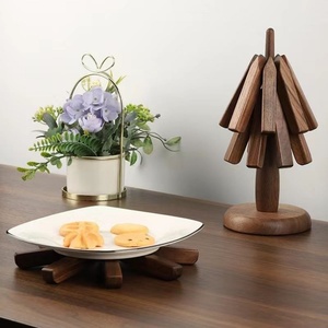 Kitchen Tree Shape <b>Trivet</b> Set Foldable Cup Holder Wooden Coasters for Europe Style Restaurants - Product Image 5