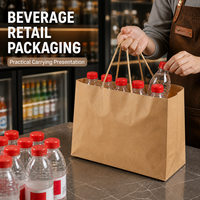 Sacs en papier kraft personnalisés avec poignées à cordon pour les promotions de vente au détail de marques et les commandes d'emballage en gros