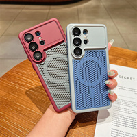 Casing Ponsel Jaring Pendingin Warna Baru dengan Desain Sarang Lebah untuk Samsung S25 S26 S24 Ultra, Pelindung Lensa, dan Mendukung Pengisian Daya Magnetik