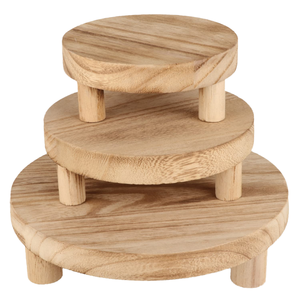 Étagère ronde en bois à trois niveaux personnalisable, finition polie écologique pour le rangement, acceptation des commandes de produits en bois - Product Image 4