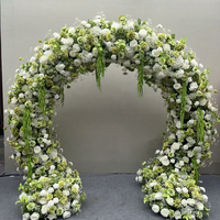 Arche florale de luxe en gros pour décoration de mariage, fournitures d'arche de fleurs artificielles en roses pour la décoration de scène de banquet de mariage