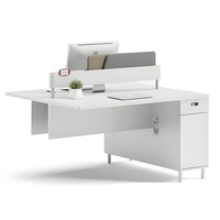 Poste de travail de bureau individuel moderne en bois avec cloison de séparation pour employé, ensemble de mobilier de bureau blanc, vente en gros