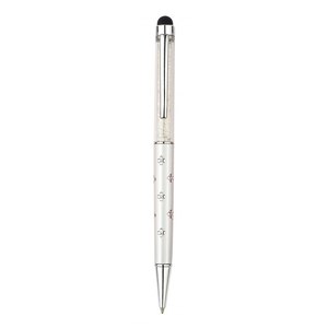 Penna Stilo in Alluminio Bianco con Motivo Floreale - Product Image 1