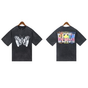 เสื้อยืดผู้ชายทรงโอเวอร์ไซส์ ผ้าถัก 100% คอตตอน แขนสั้น คอกลม สีขาวดำ พิมพ์ลายตัวอักษร กันยับ สไตล์ลำลอง สตรีทแวร์ - Product Image 5