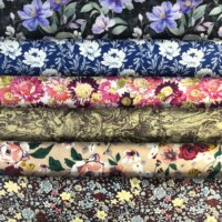 Tissu Popeline 100% Coton Biologique Écologique Anti-rétrécissement Imprimé Numérique Motif Floral Poids Moyen Tissé pour Chemises