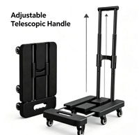 Chariot de plateforme pliable portable Xinanda, robuste, avec base extensible, 6 roues, pour bagages, étudiants, coursiers, déménagement, courses