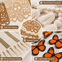 Ensemble de 16 décorations d'autel pour le Jour des Morts, Kit d'ofrenda Dia de los Muertos pour la maison, le cheminée, la porte, la fenêtre et les fournitures de fête
