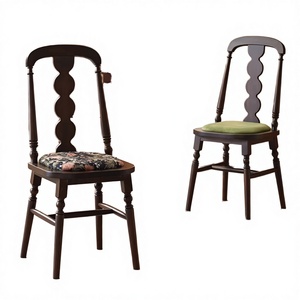 Chaise de salle à manger en bois massif avec revêtement en velours, style minimaliste du milieu du siècle, style nordique européen de luxe léger - Product Image 2