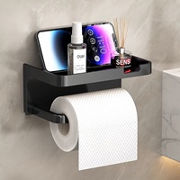 Porte-papier toilette auto-adhésif sans perçage, étanche, mural, avec support pour téléphone, pour salle de bain et maison