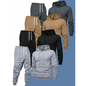 Conjunto de sudadera con capucha y pantalones deportivos para hombre, ropa deportiva de color sólido, Smlxlxxl, colores mezclados, conjunto informal para caballero de negocios - Product Image 4