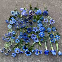 Vente en Gros de Bouquet de Roses Artificielles en Soie de Style Bleu de Mariage