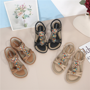 Sandales plates d'été pour femmes en PU avec strass, bande élastique, semelle extérieure antidérapante en TPR, légères, respirantes, confortables, style coréen pour l'extérieur - Product Image 6