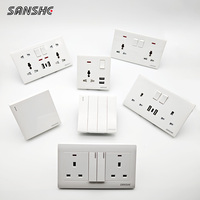 SANSHE CE UK Standart 147 86 Tip Lüks Tam Panel Üniversal Elektrik Duvar Anahtarları ve Ev, Otel, Ofis için Prizler