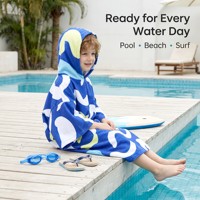 Poncho de surf en microfibre pour enfants, poncho de surf OEM, poncho de bain personnalisé, serviette de bain poncho