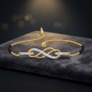 Elegant Double <b>Infinity</b> <b>Bracelet</b> 18K Solid Gold Black Bead Diamond Women's Minimalist Jewelry GIA Certified - Product Image 2