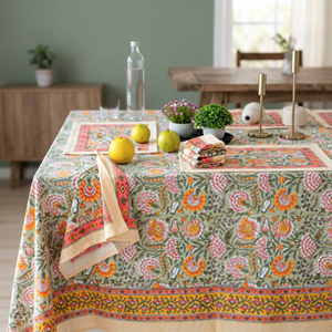 Floral Printed Cotton Linen <b>Square</b> Handmade Eco-Friendly Customizable Luxury <b>Tablecloth</b> Washable Home Decor in Wholesale Price - Product Image 2