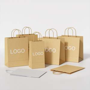 Sacs de shopping en papier kraft de luxe en gros, personnalisés, imprimés, brun et blanc, pour l'emballage de vêtements, logo personnalisé pour les promotions - Product Image 2
