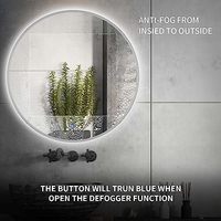 Miroir de salle de bain rond en verre simple et moderne avec interrupteur tactile, affichage LED, miroir mural haute définition écologique