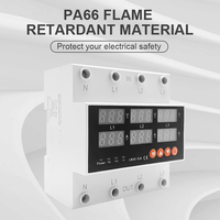 Voltmeter Ammeter 3 Fasa AC 3 P+N Din Rail 63A Relay Pemantau Perlindungan Pembatas Tegangan Lebih dan Tegangan Kurang yang Dapat Diatur LUZRO