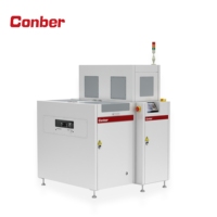 Déchargeur de double magazine motorisé contrôlé par PLC Conber, machine de collecte automatique de PCB avec ajustement automatique de la largeur pour SMT final