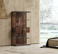 Meuble d'appoint de cuisine modulaire moderne avec portes en acier inoxydable et en verre, finition ultra brillante, 4 tiroirs, pour appartement et villa, avec charnières
