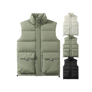 Manteau bouffant d'hiver sans manches avec logo personnalisé unisexe de haute qualité avec gilet personnalisé rempli de duvet de canard - Product Image 1