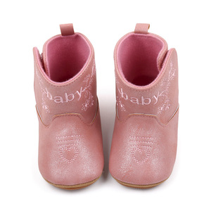 Bottes pour bébé de 0 à 1 an, style rétro simple, bottes courtes en cuir PU pour bébé, chaussures pour fillette - Product Image 4