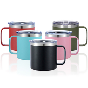 12oz 16oz Modern Stainless Steel Business Travel <b>Coffee</b> Tumbler Handle Lid Matte Black Vacuum Cup 6-12 Hours Thermal Boiling - Product Image 1