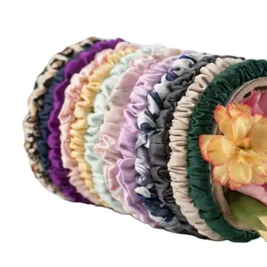 Custom New Set of Pure Color Silk Elastic Hair Bands Scrunchies Hairband Scrunchy with Elastic Hair Tie Head Rope Cloth