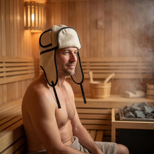 Chapeau de sauna en feutre de laine de haute qualité pour adultes - Écologique, doux et réutilisable, protection thermique et soin des cheveux - Product Image 5