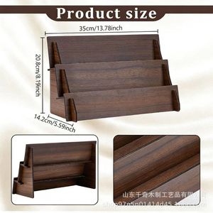 Wooden Multi Tiered Card <b>Shelf</b> Two Layer <b>Desktop</b> Organizer For Cosmetics Jewelry Display - Product Image 3