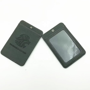 <span class=keywords><strong>Porte</strong></span>-badge professionnel en cuir PU gris foncé personnalisé, une fente pour <span class=keywords><strong>carte</strong></span>, étui pour <span class=keywords><strong>carte</strong></span>, <span class=keywords><strong>porte</strong></span>-nom professionnel - Product Image 1