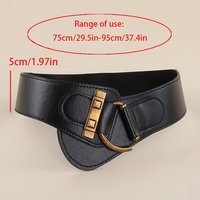Ceinture large élastique vintage pour femme - Ceinture extensible en polyester avec boucle en alliage en forme de D pour robes et costumes