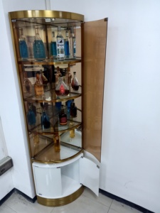 Présentoir en verre dans le coin du mur du <span class=keywords><strong>salon</strong></span> en acier inoxydable or armoire à vin <span class=keywords><strong>bar</strong></span> - Product Image 5