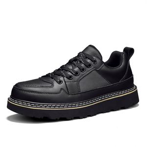 Bottes de travail pour hommes Nouveautés Automne 2025 Baskets à semelle épaisse Chaussures en cuir décontractées pour affaires Chaussures en cuir à semelle souple et à bout large - Product Image 1
