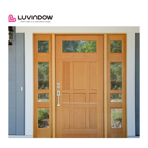 アメリカの木製玄関ドアデザイン、住宅用モダンチークオーク無垢材商業用エントランスドア - Product Image 2