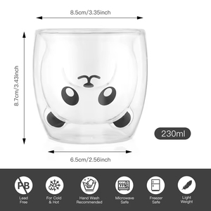 Taza de Panda bonita de alta calidad, 9oz de cristal de taza de café, taza de cristal de doble pared, taza de cristal Latte con asa, taza de leche - Product Image 6