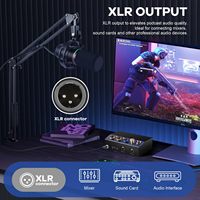 Microphone de studio professionnel à condensateur filaire XLR/USB, anti-bruit, cardioïde, avec suspension antichoc et carte son, pour ordinateur de bureau