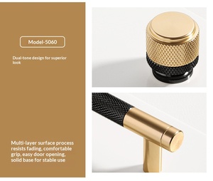 Ensemble <span class=keywords><strong>de</strong></span> poignées et boutons <span class=keywords><strong>de</strong></span> meubles en alliage d'aluminium <span class=keywords><strong>de</strong></span> style nordique moderne avec finition en cuivre doré et noir pour armoire, tiroir, commode - Product Image 4