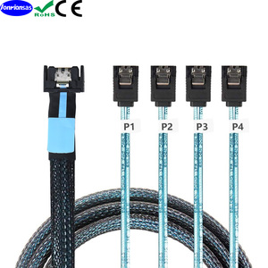 สายเคเบิล4X-4SATA ข้อมูล mcio SATA 38P PCIe สายเชื่อมทองแดงปราศจากออกซิเจนสีดำ - Product Image 5