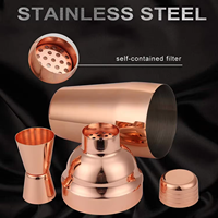 Ensemble de shaker à cocktails 6 pièces 750 ml, shaker de bar, kit de barman, accessoires de bar, doseur, pilon, cuillère, verseurs, or rose