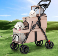Poussette pour animaux de compagnie multi-animaux, double couche, taille moyenne, détachable, pour chien et chat, légère, pliable, chariot pour animaux de compagnie d'extérieur, vente en gros