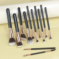 Ensemble de pinceaux de maquillage de luxe de haute qualité, personnalisés, professionnels, en fibres synthétiques véganes, pour correcteur de teint noir, vente en gros, avec logo sur mesure