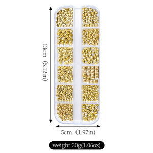 12 Lưới Kim Loại Nail Charms Vàng Móng Tay Nghệ Thuật Đinh tán Vàng Sao Trăng Hỗn Hợp Stud Cho Móng Tay Nghệ Thuật Trang Trí Nguồn Cung Cấp - Product Image 6