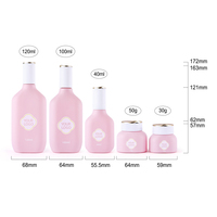 Pot de crème cosmétique en verre rose, forme ronde carrée unique avec logo personnalisé 30gr 50gr